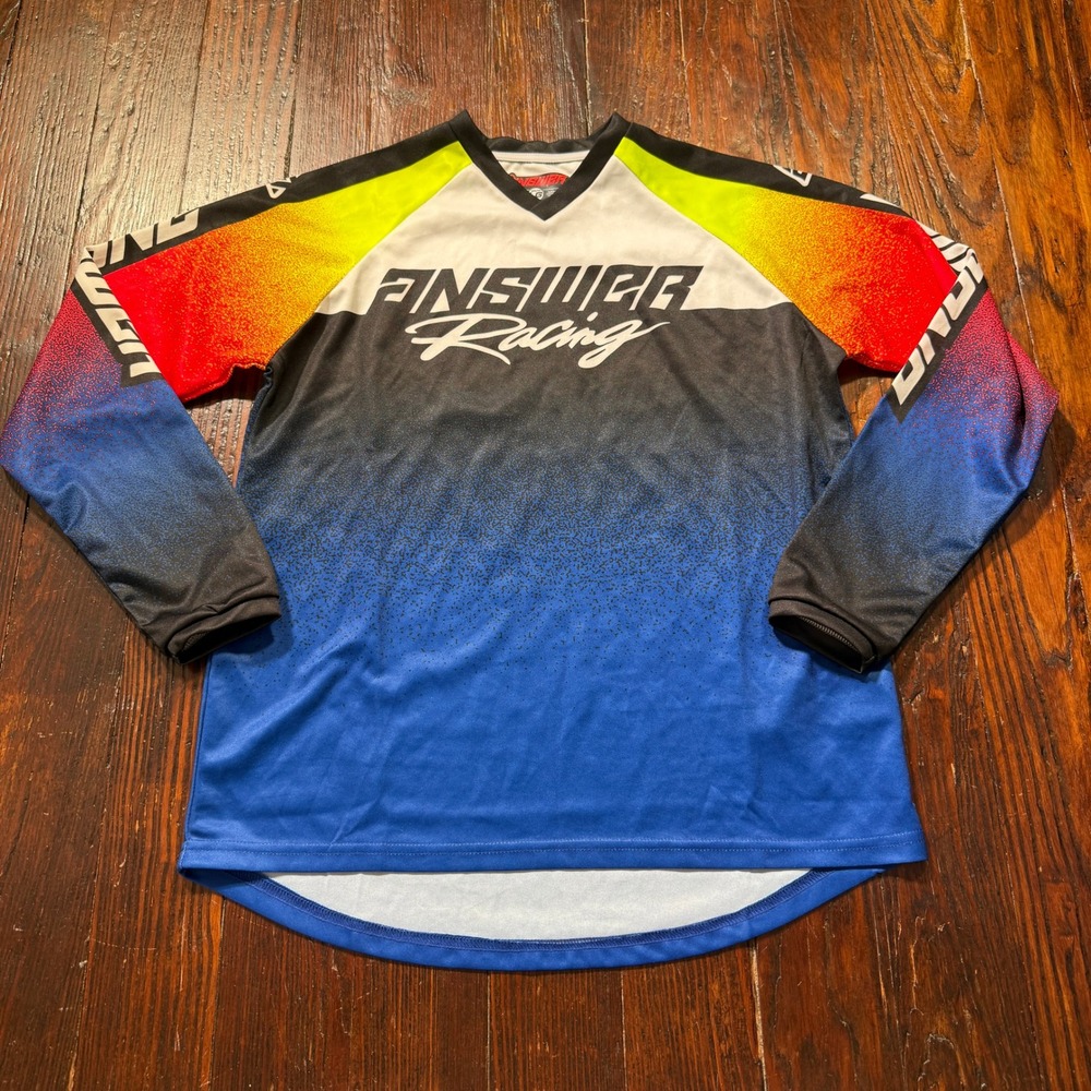 Answer Racing Motocross Jersey Youth Large Blue Red Gradient Race Grade